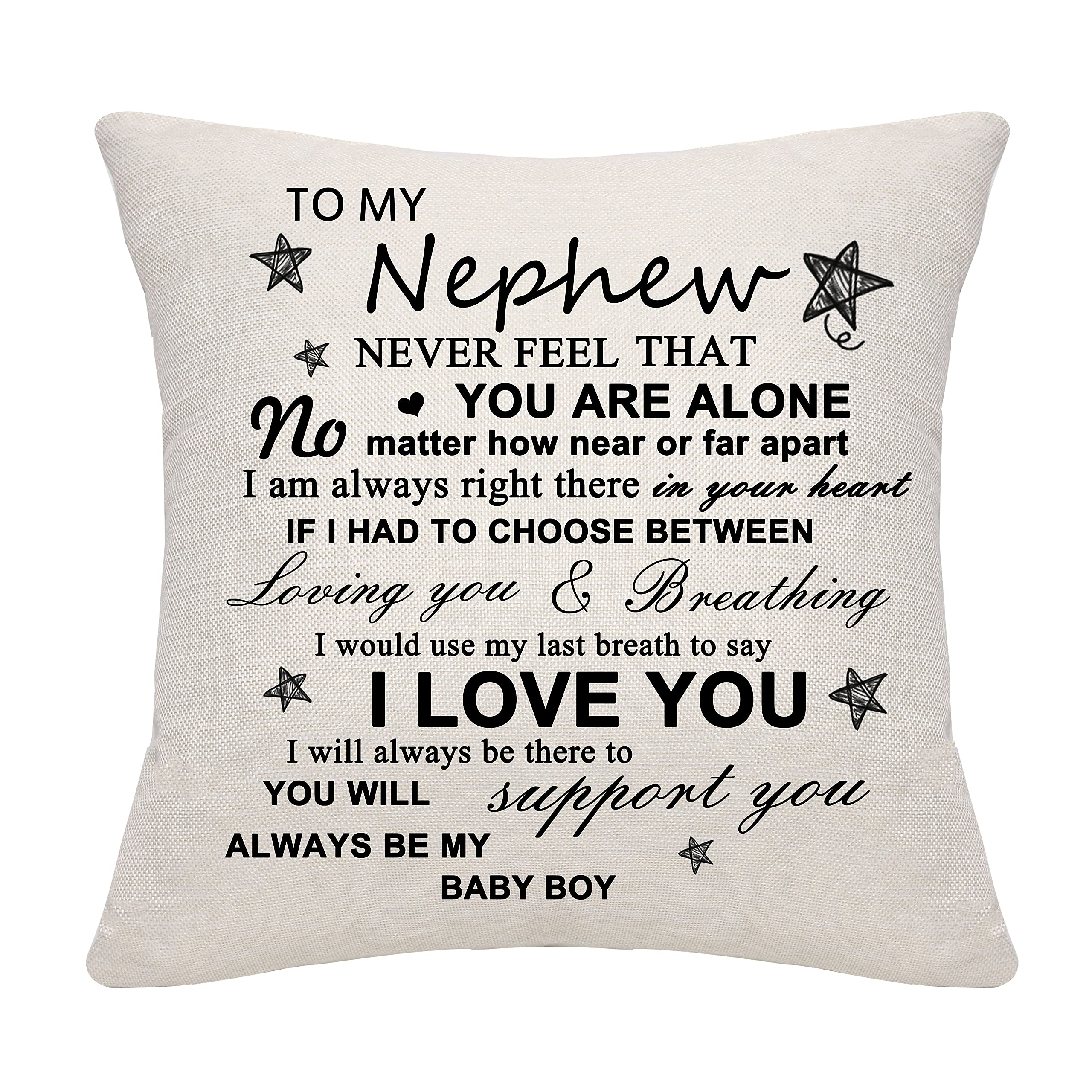Nephew Gifts from Aunt & Uncle - Personalized Throw Pillow Cover for Birthday, Christmas & Special Occasions - Soft Decorative Cushion Case for Home, Bedroom & Dorm Decor