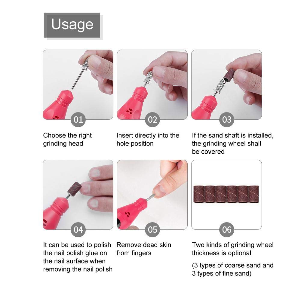 Professional Electric Nail Drill Kit - USB Portable Pedicure & Manicure Set for Exfoliating, Grinding, Polishing & Nail Gel Removal | Perfect for Home Nail Care & Salon Professionals