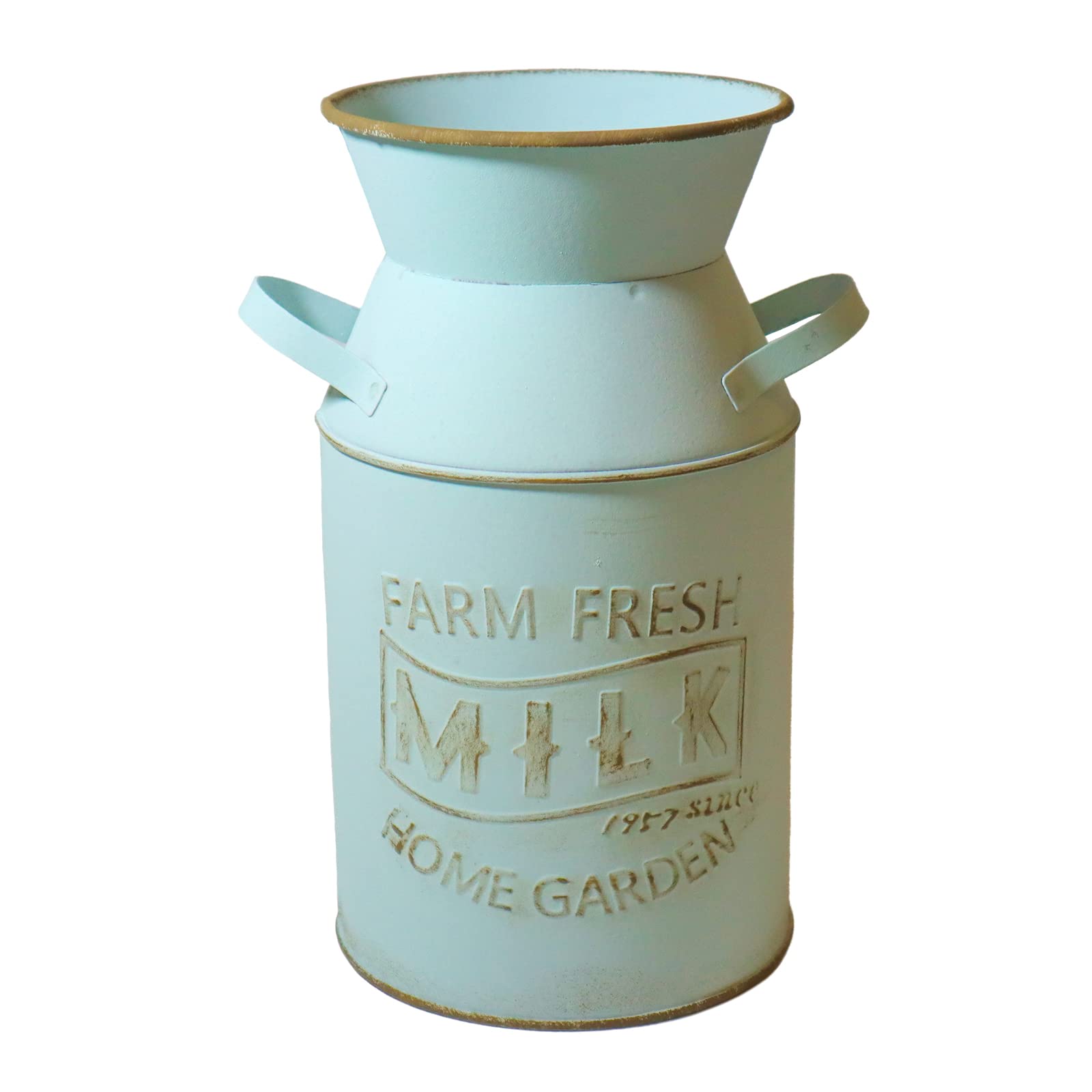 Vintage Galvanized Milk Can Planter - 7.6” Antique Rustic Metal Flower Pot for Farmhouse & Country Decor | Perfect for Home, Office, Garden & Wedding Centerpieces (Blue-Green)