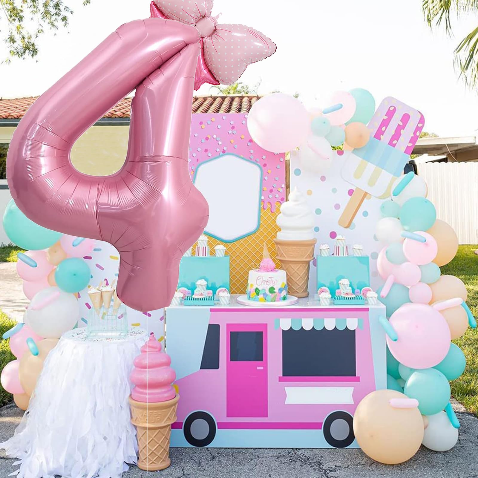 40 Inch Pink Number 9 Balloon & Mini Bow Balloon Set - 9th Birthday Party Decorations for Girls, Pink Theme Party Supplies - Perfect for Birthday Decor, Baby Showers, Gender Reveals & Photo Backdrops