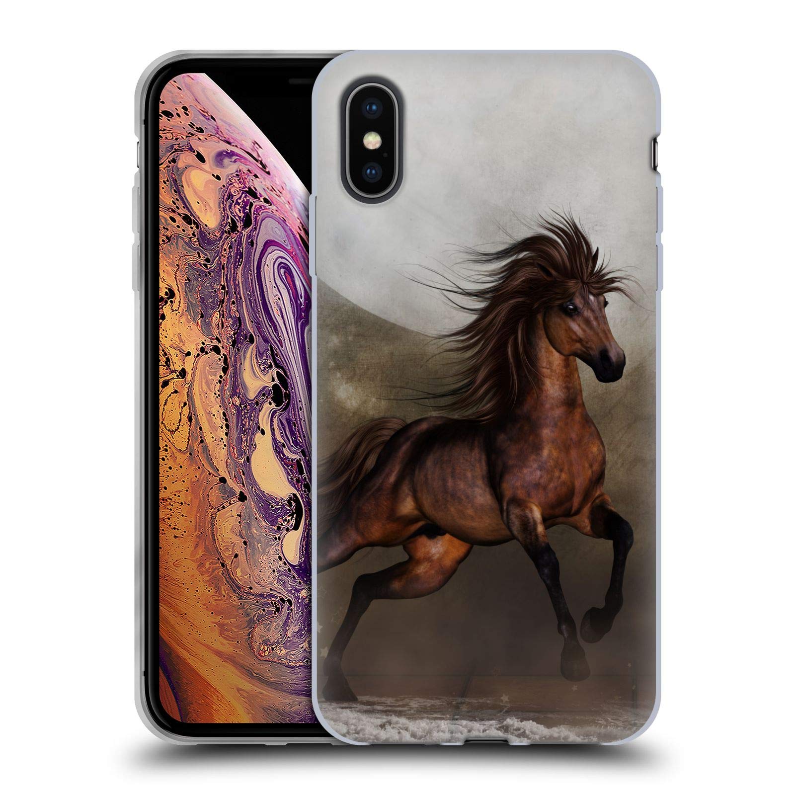 Officially Licensed Simone Gatterwe Brown Horses Soft Gel Case for Apple iPhone Xs Max - Durable Protective Phone Cover with Artistic Design, Perfect for Equestrian Lovers & Everyday Use