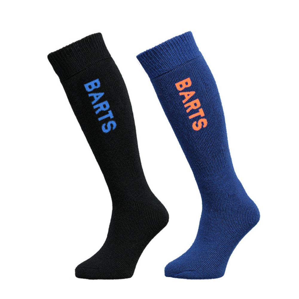 Barts Twin Pack Kids Ski Socks - Warm Winter Snow Socks for Boys & Girls (Black & Blue) - Perfect for Skiing, Snowboarding & Cold Weather Activities