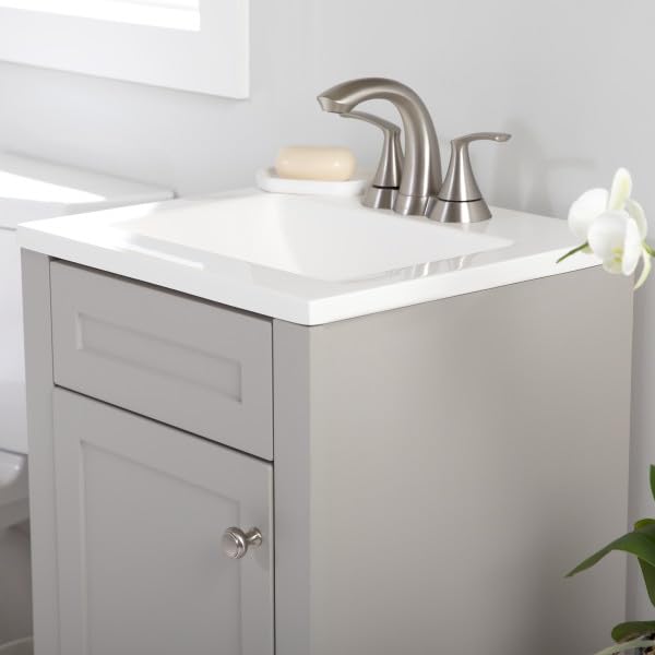 Spring Mill Cabinets Wyre 18 Inch Bathroom Vanity Set with White Ceramic Sink, 1-Door Storage Cabinet, Modern Gray Finish - Perfect for Small Bathrooms, Powder Rooms & Apartment Remodels (18.5