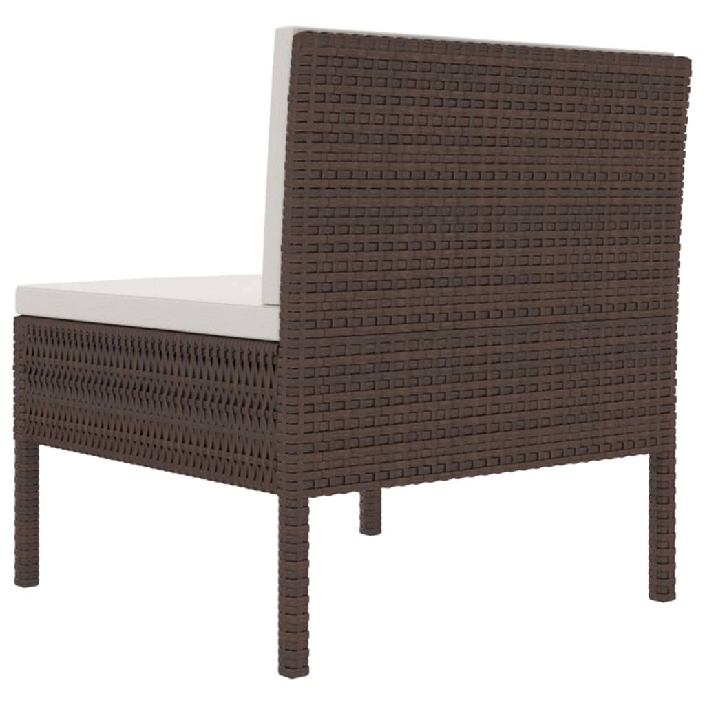 3-Piece Brown Poly Rattan Patio Conversation Set with Cushions - Outdoor Wicker Furniture for Porch, Yard, Balcony & Garden - Perfect for Relaxing, Entertaining & Backyard Gatherings