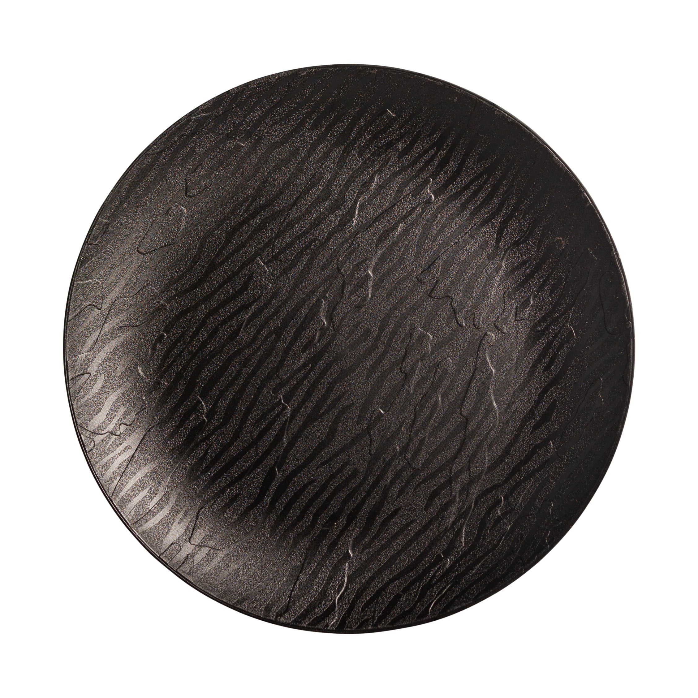Premium Black Round Plastic Plates - Durable & Elegant Mahogany Finish - Perfect for Parties, Picnics, and Outdoor Dining