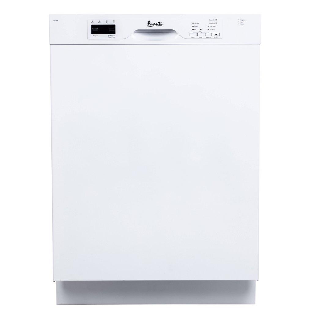 Avanti 24 Inch Built-In Dishwasher - DWF24V0W White Energy Star Rated for Small Kitchens & Apartments