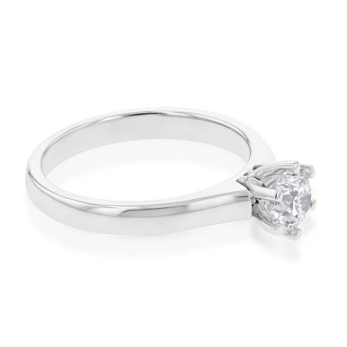 0.70 Carat Round Cut Diamond Solitaire Ring - 18K White Gold - DF Color SI Clarity Certified - Perfect for Engagement, Wedding & Anniversary Gifts