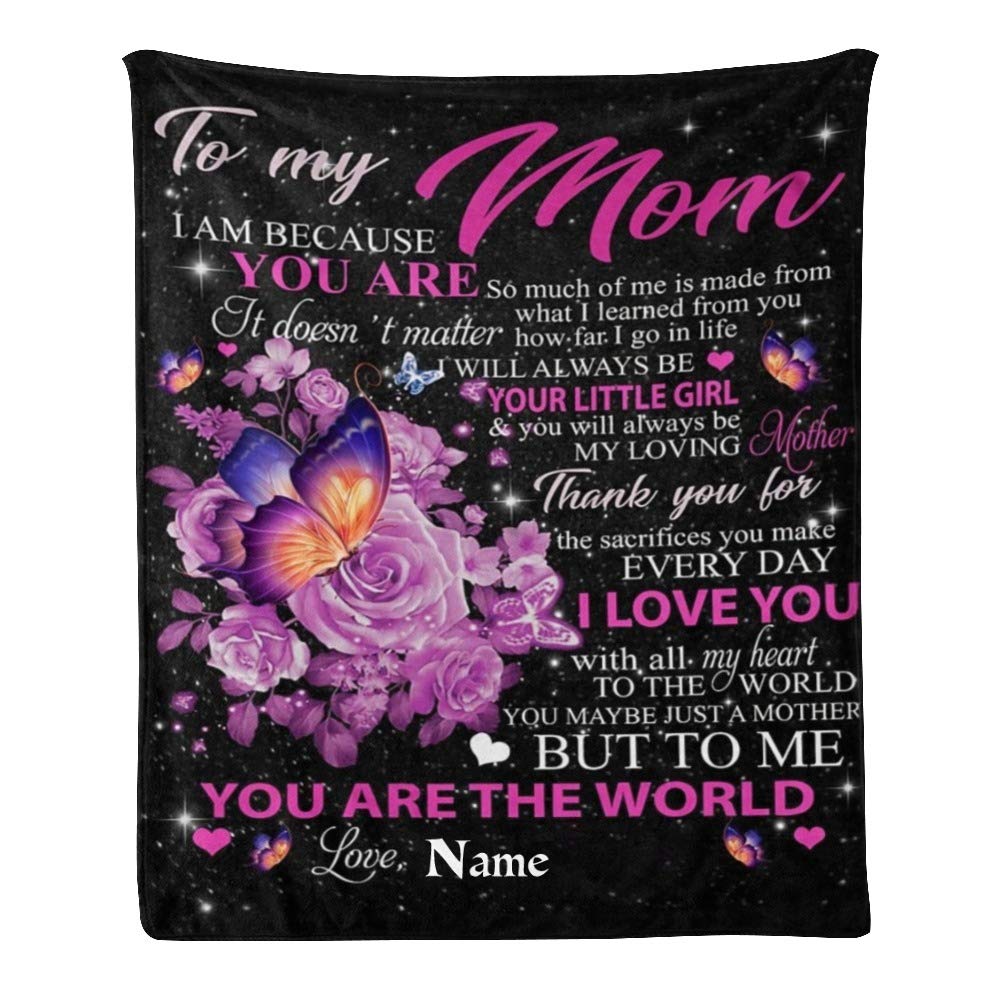 Custom Fleece Blanket with Name - Personalized Gift for Mom, Soft & Cozy Throw Blanket (50x60 inches) - Perfect for Birthdays, Mother's Day & Home Decor