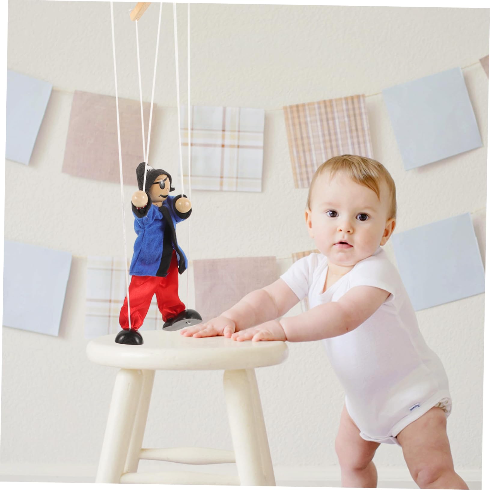 Abaodam Wooden String Puppets for Kids & Adults - 8-10 Handcrafted Puppet Theater Toys, Pirate & Funny Character Puppets for Storytelling, Educational Play & Family Entertainment