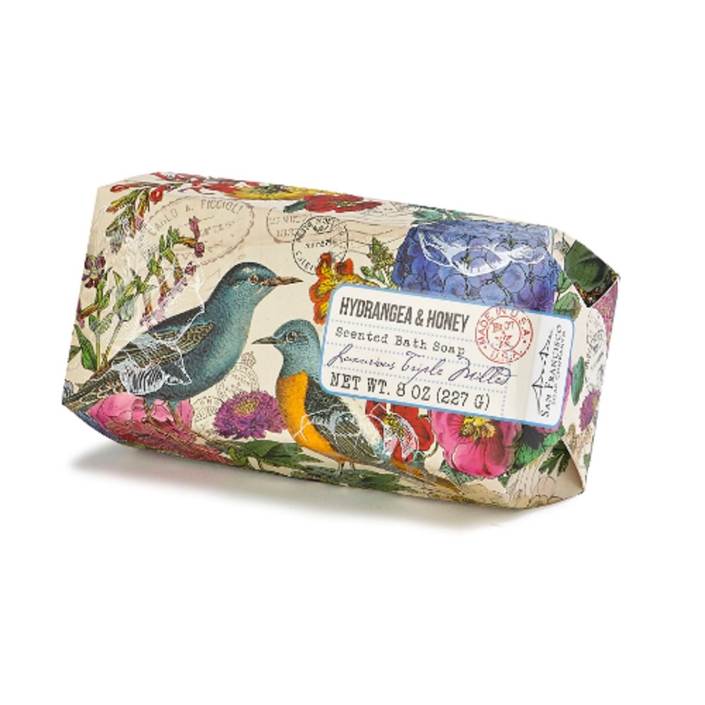 San Francisco Soap Company Gift Set - 3 Luxury Pillow Bath Soap Bars with Birds, Hydrangea & Honey Scent for Relaxing Bath Time & Spa Experience | Perfect Gift for Women, Mothers Day & Self Care