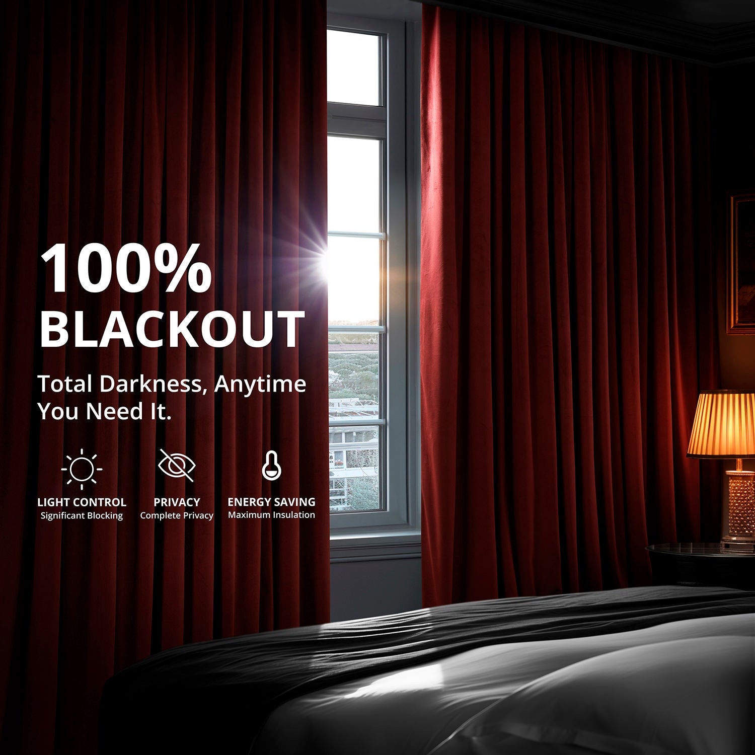 Premium Blackout Curtains - Crimson Rust Signature Velvet for Bedroom & Living Room - Noise Reducing & Thermal Insulated Window Drapes for Better Sleep & Privacy
