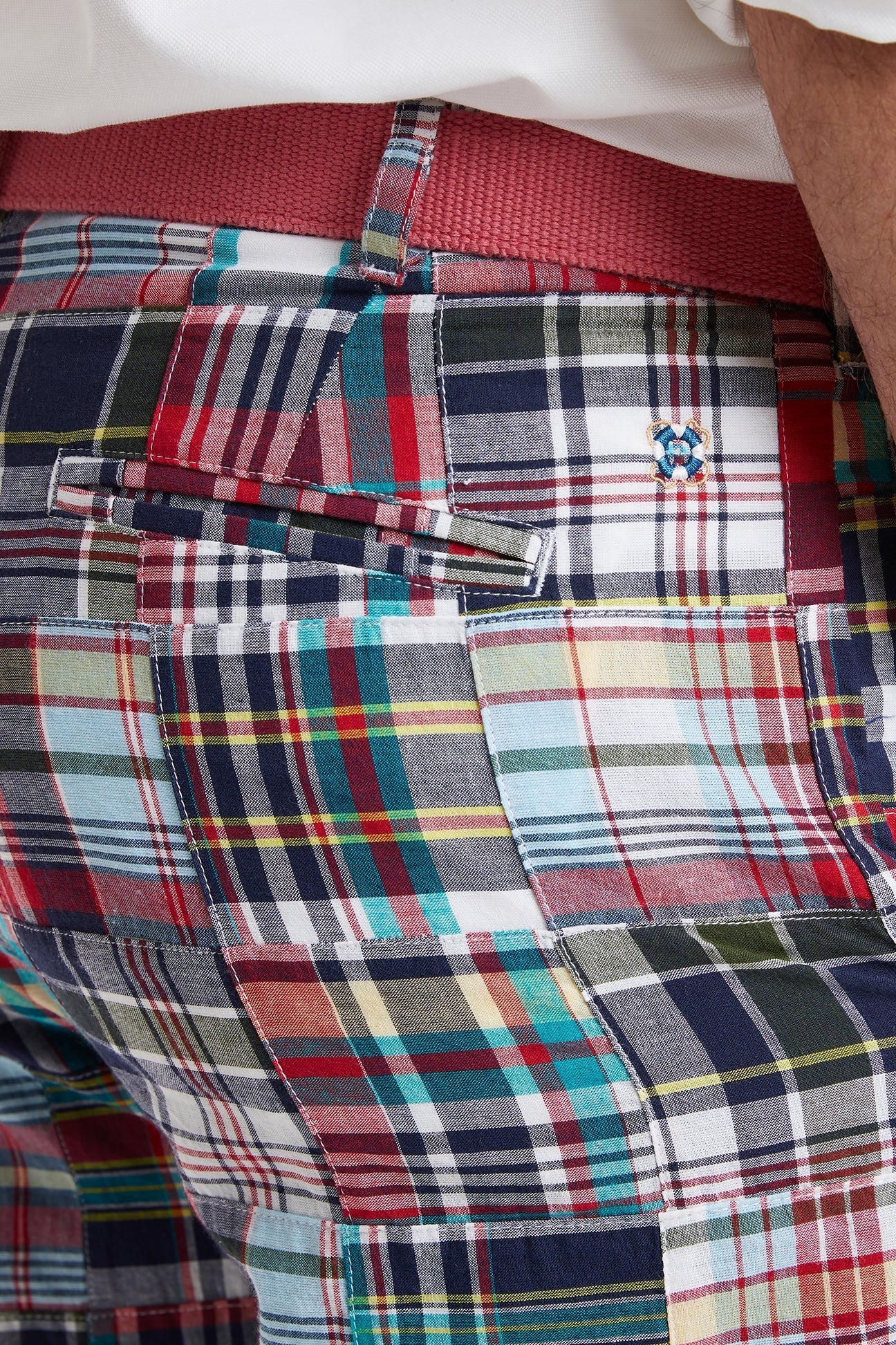 Cisco Short Chancellor Patch Madras Plaid Shirt for Men - Casual Summer Button Down Shirt for Outdoor Activities & Vacation