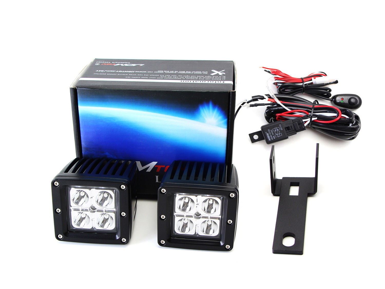 20W CREE LED Pod Driving Lights with Front Grille Mount & Wiring Kit - Compatible with Jeep Wrangler JK JL - Off-Road, Camping, Night Driving & Adventure Lighting