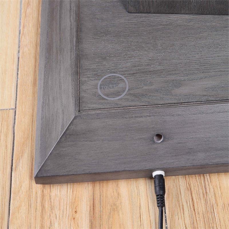 Furniture of America Syracuse Modern Wood and Glass End Table with Built-in LED Light in Gray - Perfect for Living Room, Bedroom, or Office Nightstand