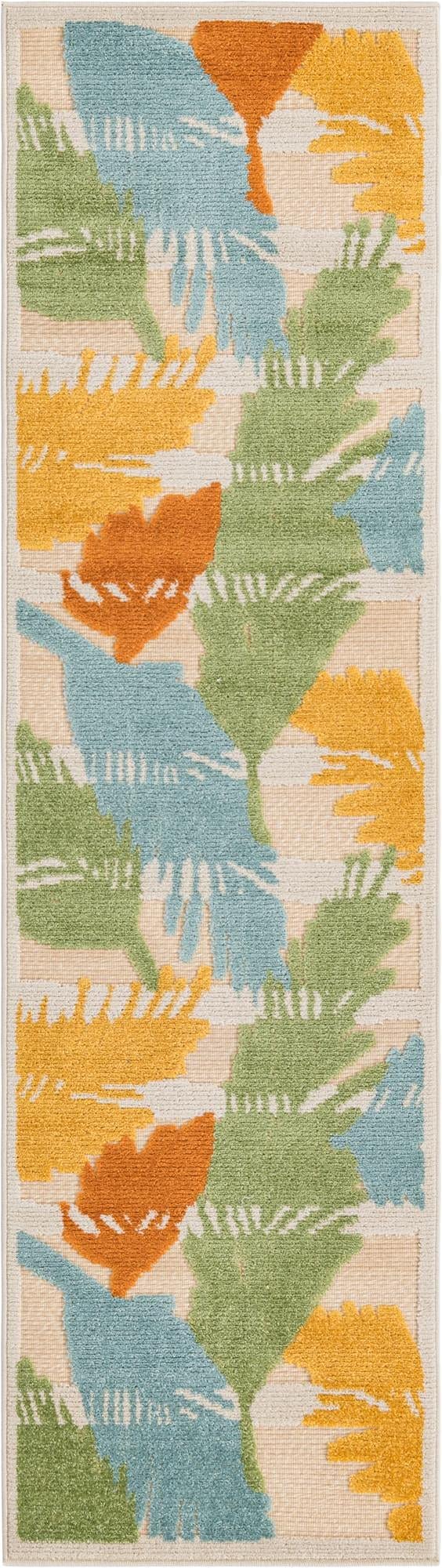 Aruba Outdoor Collection 8 Ft Runner Beige Low-Pile Rug - Waterproof & Durable for Patio, Deck, Poolside - Perfect for Outdoor Spaces, Hallways & Entryways