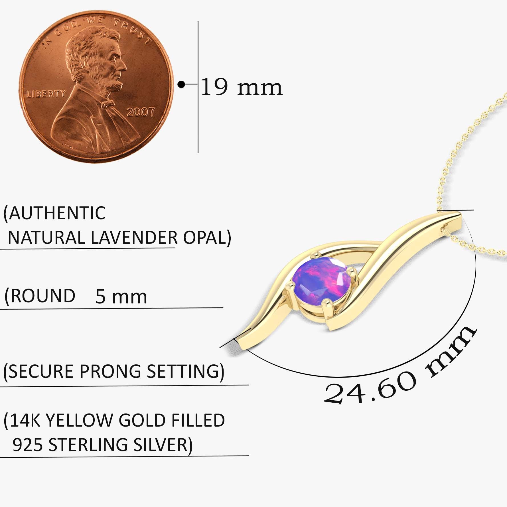 Natural Lavender Opal Bypass Pendant Necklace - 925 Sterling Silver Chain for Women | Elegant Boho Jewelry Gift for Birthday, Anniversary & Special Occasions