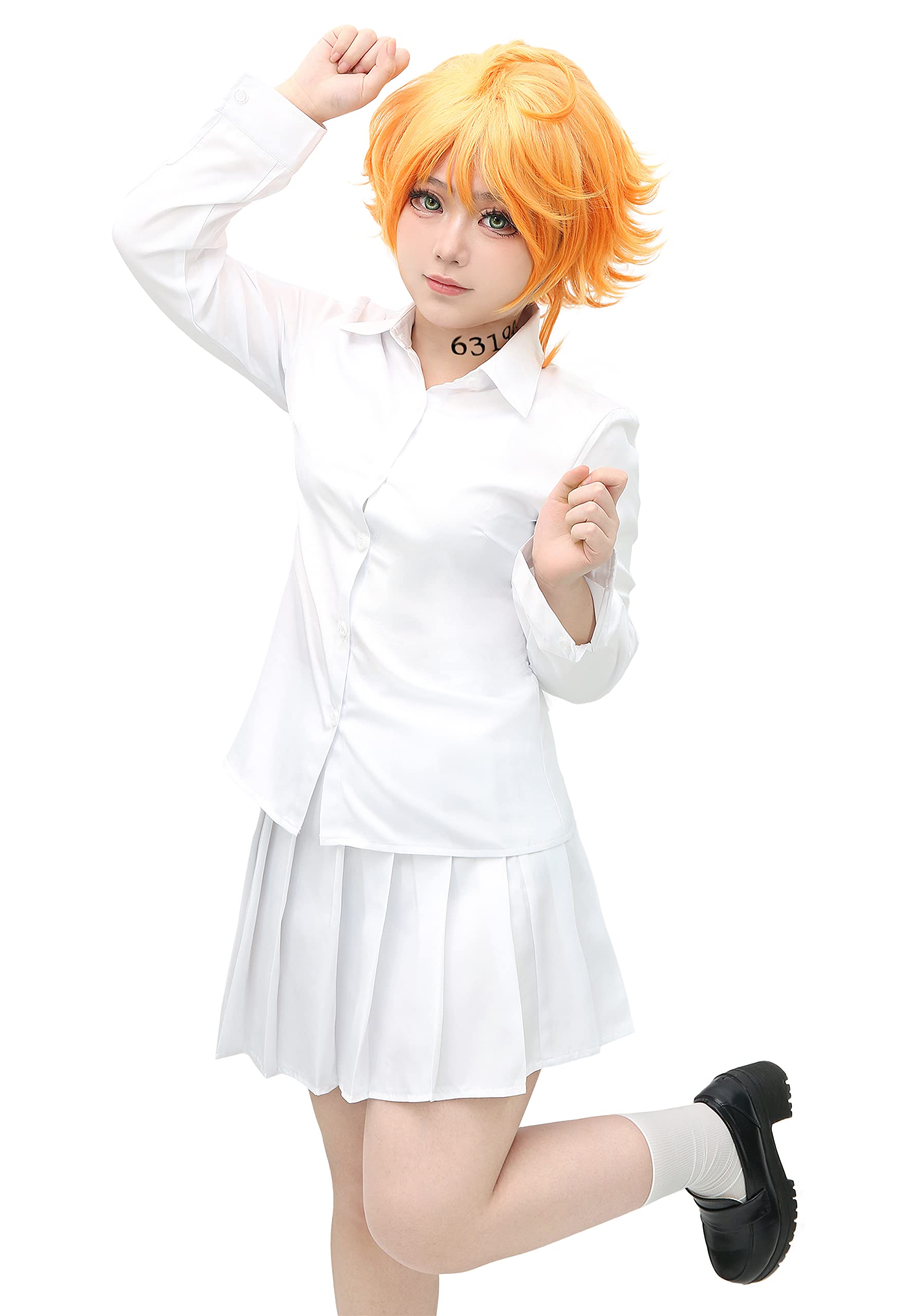 Emma Pleated Skirt & Shirt Set - Women's White Uniform Cosplay Costume for Anime, School Roleplay & Themed Parties | Vintage-Inspired Outfit