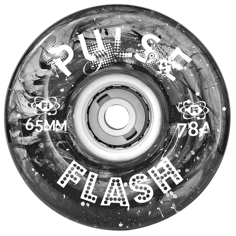 Atom Pulse 65mm Flash Glitter Light Up Wheels - 4 Pack Set for Roller Skates & Skateboards - Perfect for Night Skating, Raves & Outdoor Fun