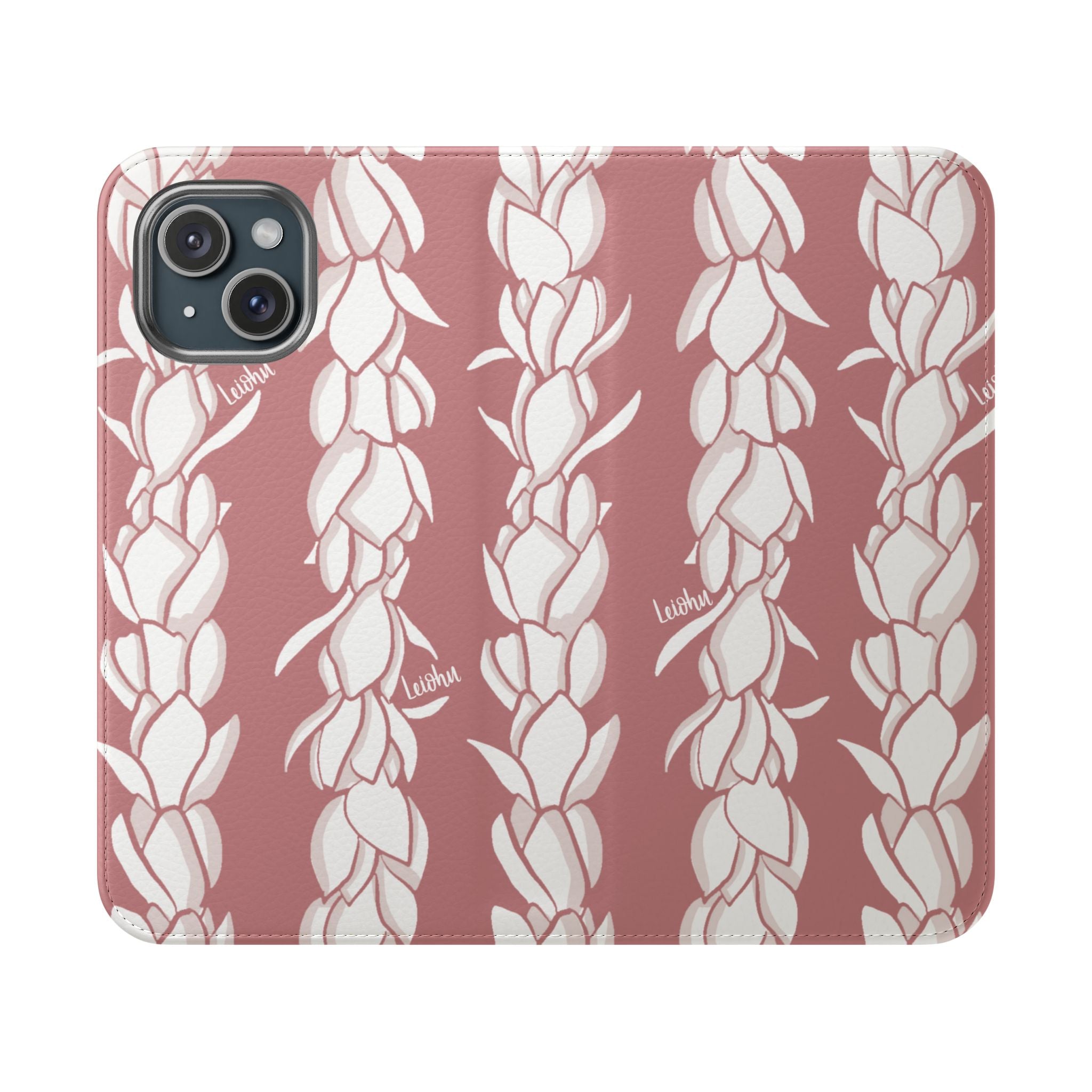 Pikake Lei Folio Case - Premium Hawaiian Flower Design Phone Cover for iPhone & Samsung | Perfect for Travel, Luau Parties & Hawaiian Themed Events