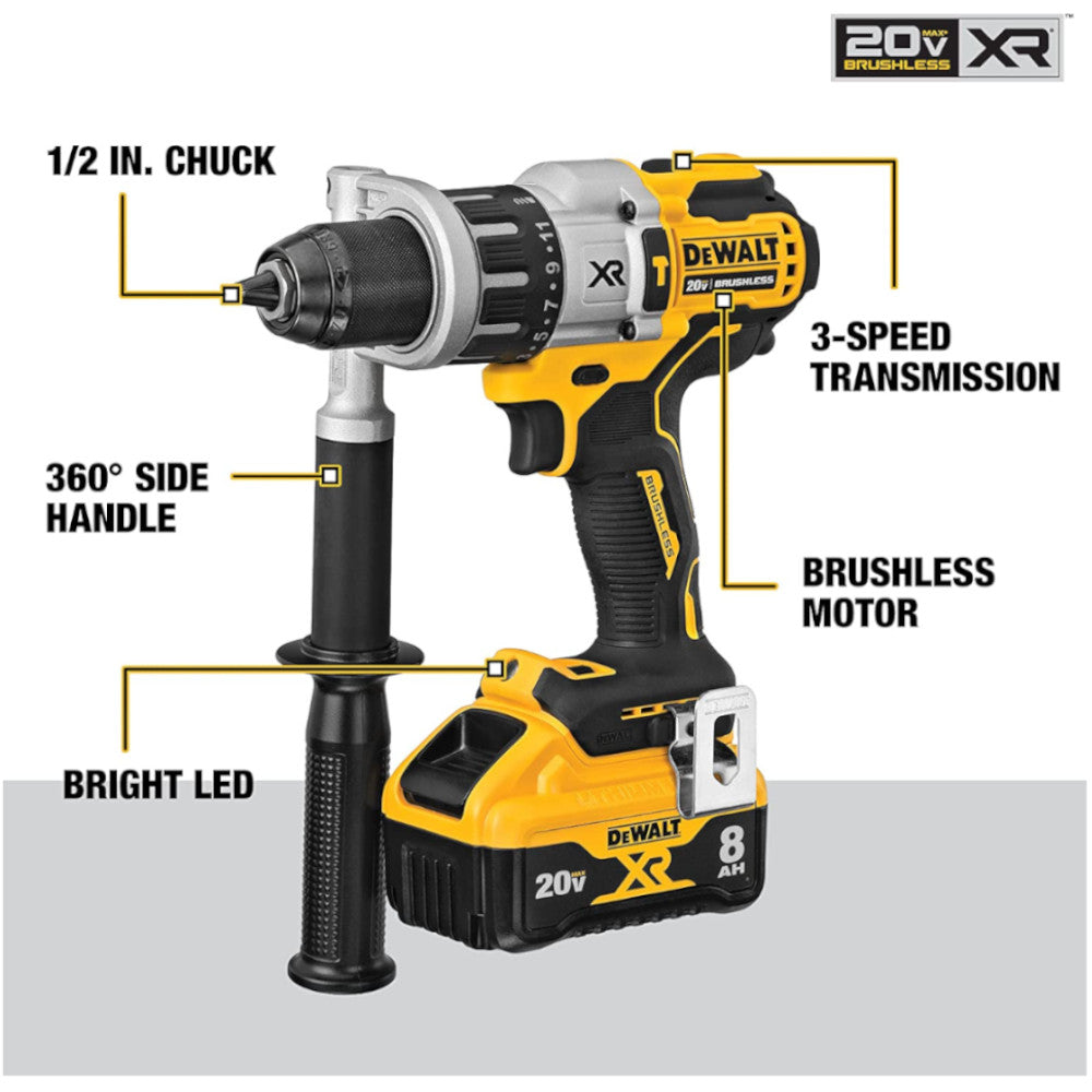 DEWALT DCD998W1 20V MAX XR 8Ah Cordless Rotary Hammer Drill - Refurbished with Manufacturer Warranty - Perfect for Construction, Masonry & DIY Projects