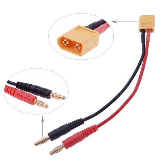 3.5mm Banana Plug to XT60 Charging Cable - High Quality Power Connector for RC Cars, Drones, and LiPo Battery Charging