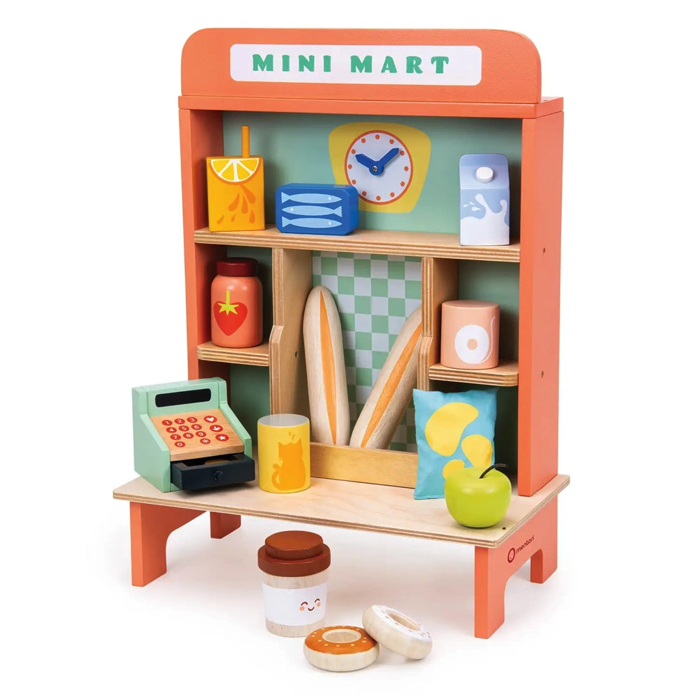 Mentari Toys Mini Mart - Pretend Play Grocery Store for Kids, Educational Role-Playing Toy with Shopping Cart & Play Food - Perfect for Preschool Learning & Indoor Family Fun