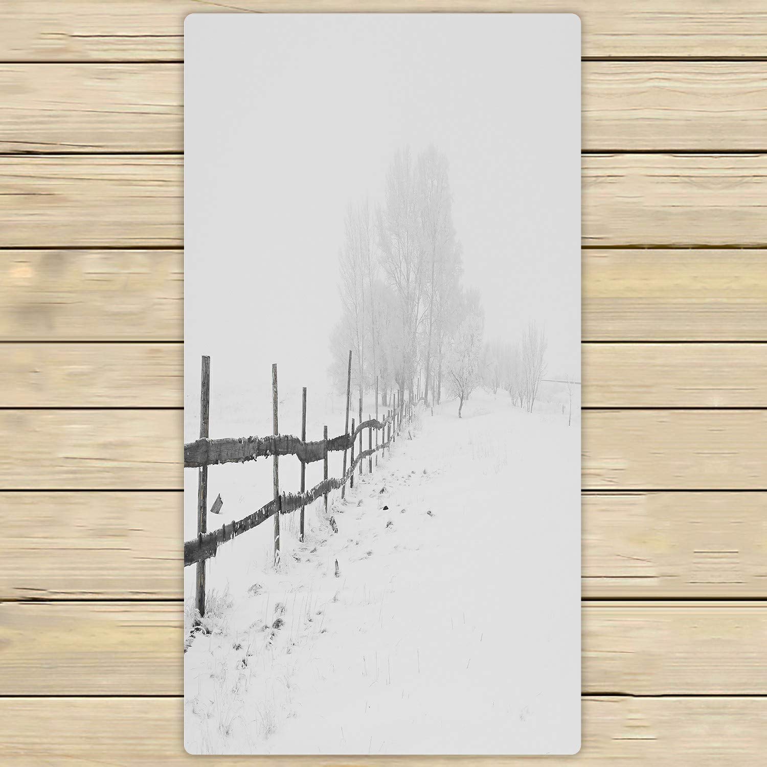 Winter Landscape Tree Fence Snow Beach Bath Towels - 30x56 Inch Soft Absorbent Shower Towels for Home, Spa, Outdoor & Travel - Perfect for Bathrooms, Beach Trips, and Cozy Winter Decor