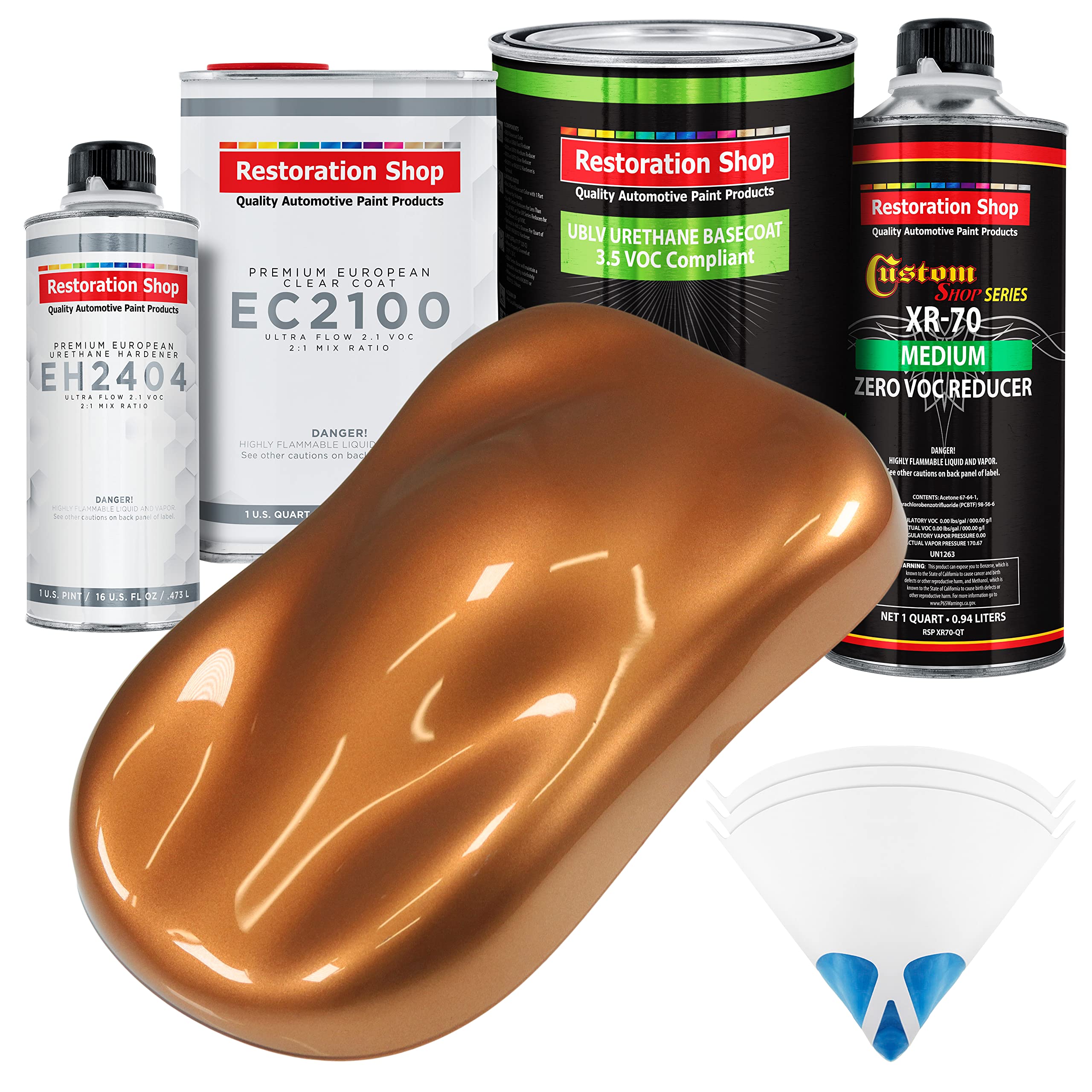 Restoration Shop Ginger Metallic Low VOC Urethane Basecoat with European Clearcoat - Complete Quart Automotive Paint Kit for Cars, Trucks & Motorcycles - Professional Auto Body Repair & Custom Painting