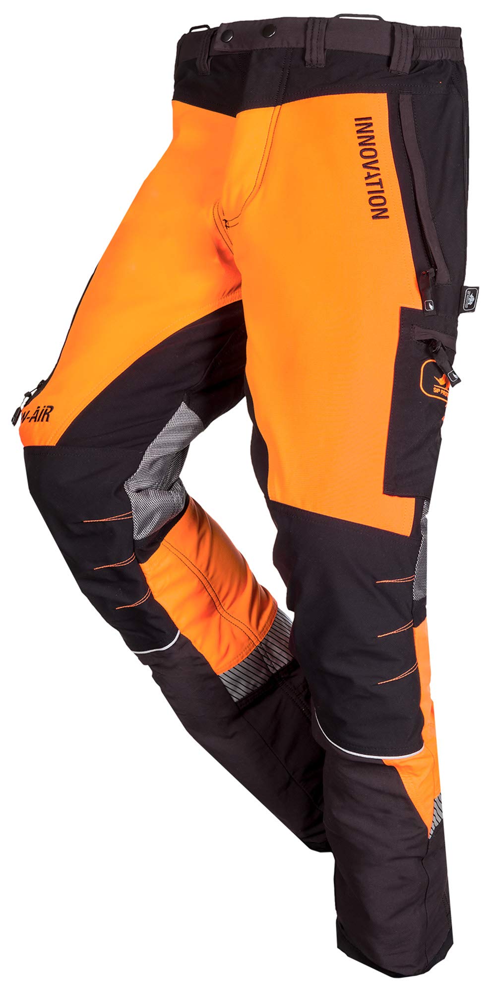 Canopy W-AIR Hi-Vis Chainsaw Pants for Men - Small Size, Orange Safety Work Pants with Reflective Strips for Forestry & Tree Cutting Professionals
