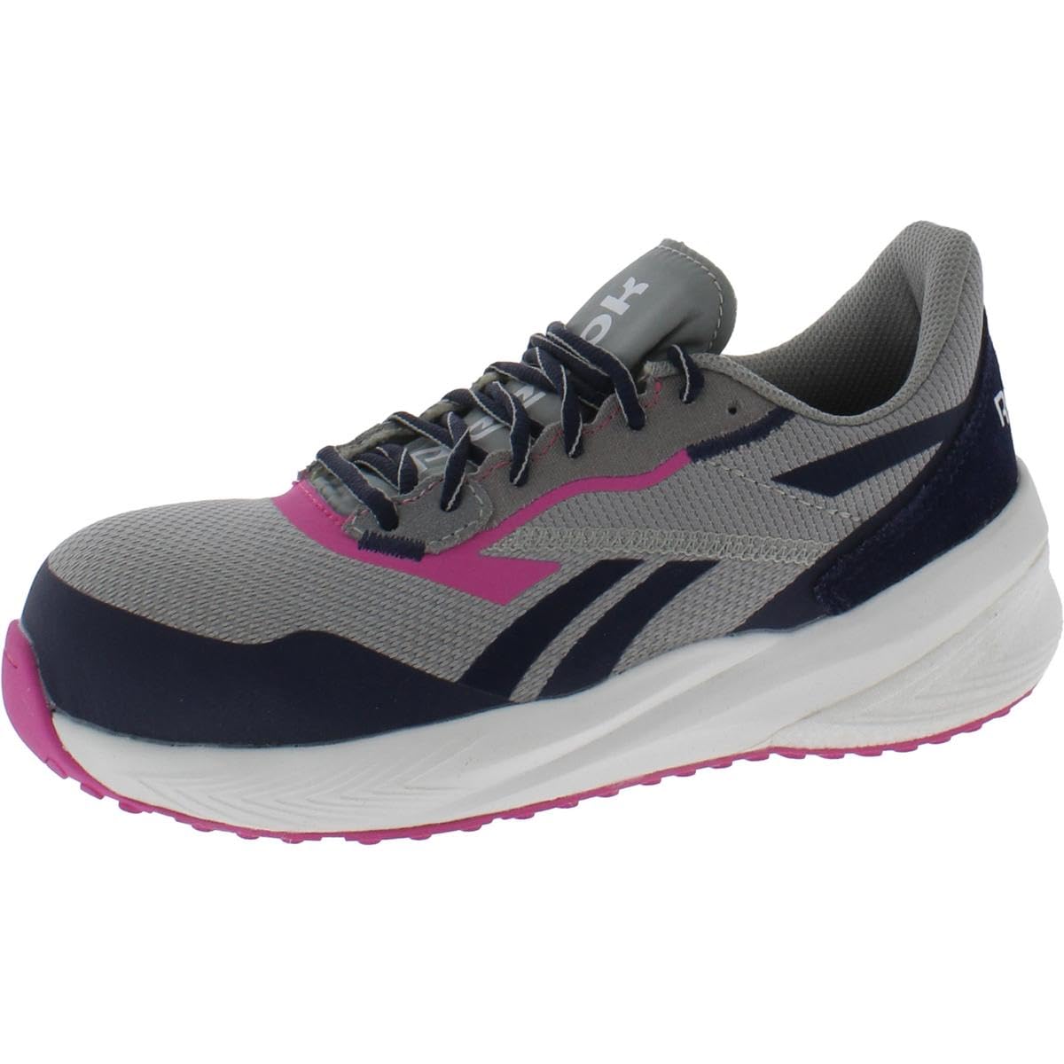 Reebok Women's RB516 Floatride Energy Daily Work Athletic Composite Toe Shoes - Grey/Navy/Pink - Lightweight & Comfortable for Construction, Warehouse & Industrial Work