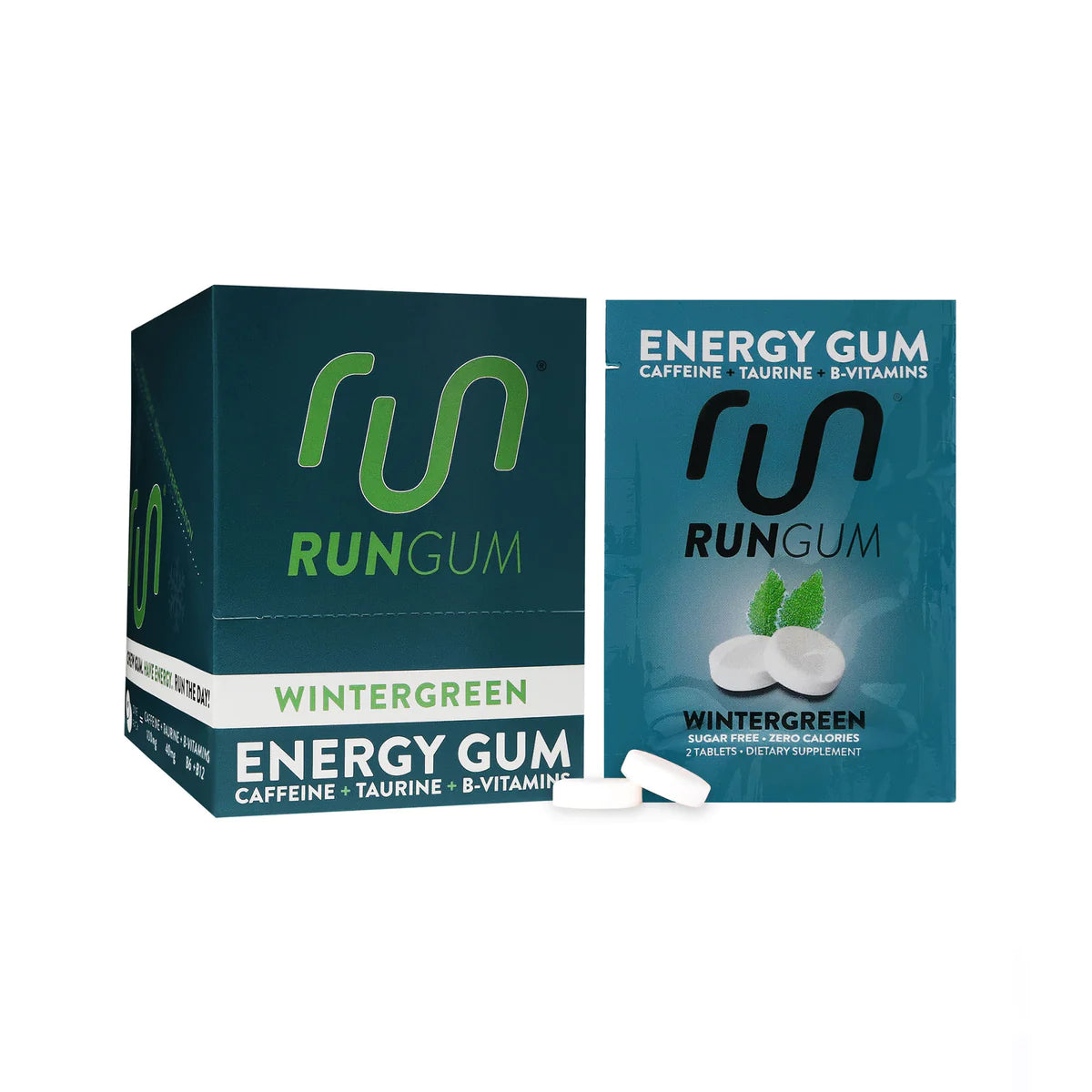 Run Gum Energy Gum Original - Caffeine Chewing Gum for Focus & Alertness (2 Pieces, Single Pack) - Perfect for Workouts, Studying & Long Drives