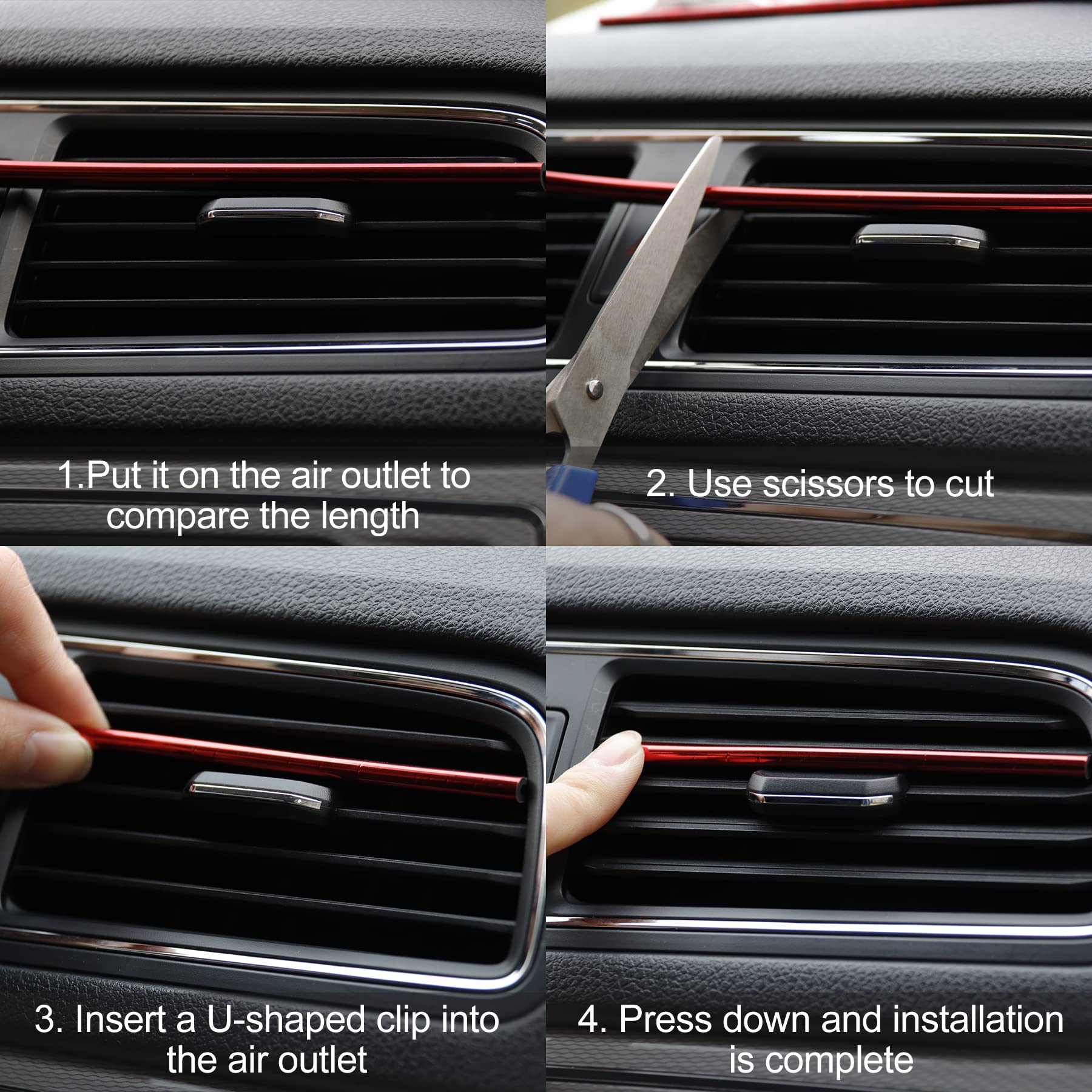 SINGARO 20PCS Flexible Car AC Vent Decorative Strips - Universal Fit for Most Vehicles, DIY Air Vent Accessories (Red) - Upgrade Your Car Interior Style & Comfort