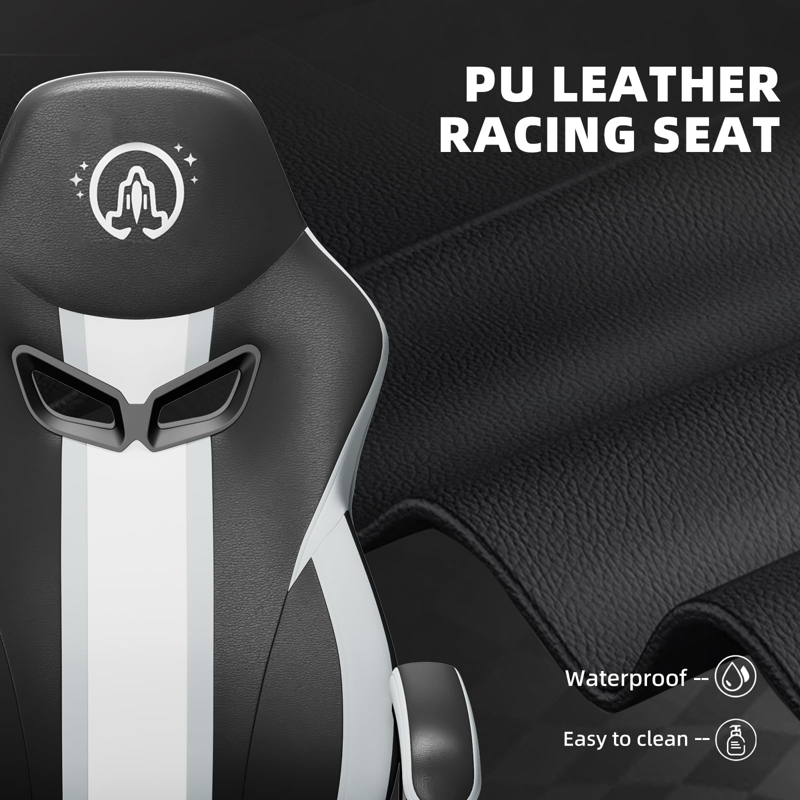 JOYFLY Ergonomic Gaming Chair for Adults - PU Leather Office Desk Computer Chair with Lumbar Support, Height Adjustable & 360° Swivel - Perfect for Gaming, Working & Home Office (Black)