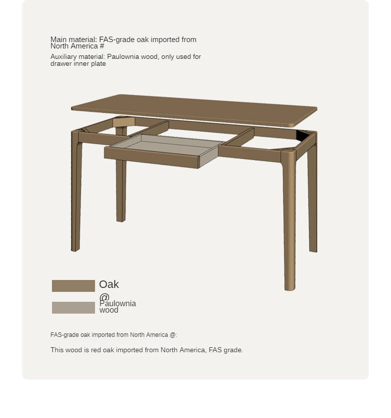 Solid Oak Wood Office Desk in Walnut Finish - Stylish & Durable Workspace Solution for Home Office, Study Room or Business