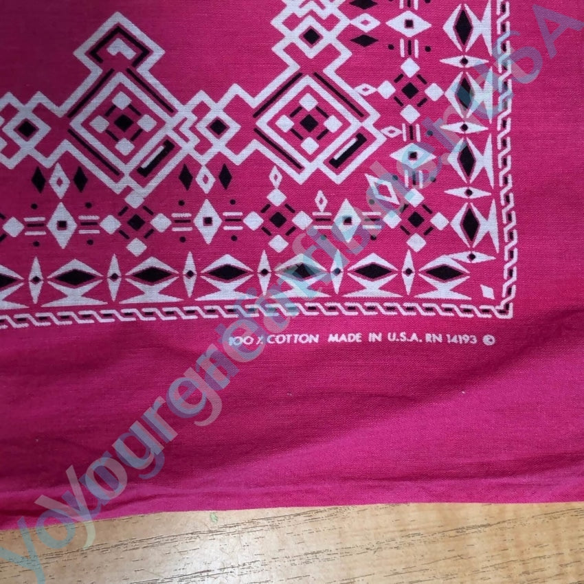 Vintage 1980s Southwestern Bandana Scarf - Pink, White & Black Retro Print - Perfect for Western Outfits, Music Festivals & Boho Fashion Accessories