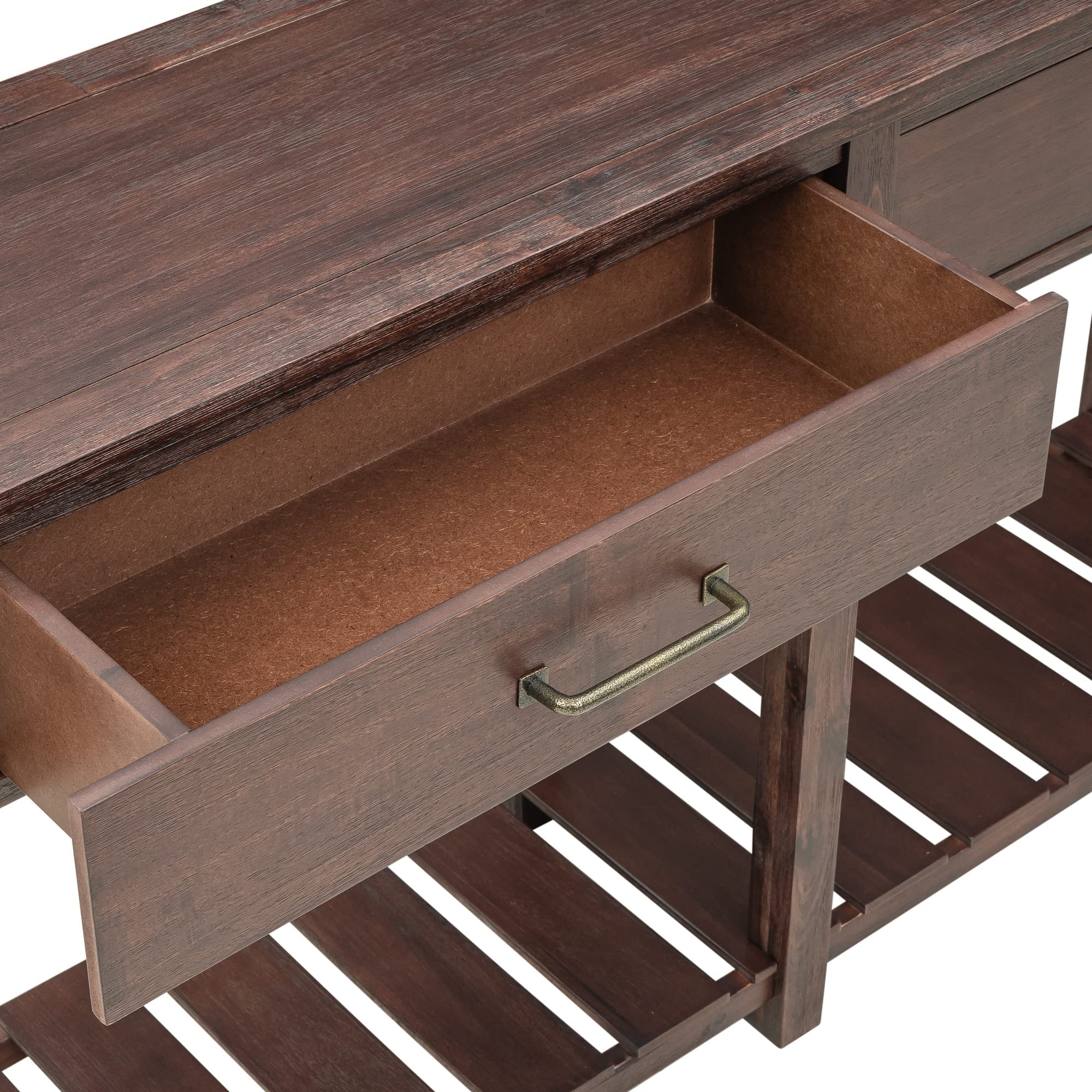 Solid Wood Console Table with 2 Drawers & Slatted Shelf - Entryway Sofa Table with Storage for Living Room, Hallway, Bedroom - Espresso Brown Finish for Home Decor & Organization