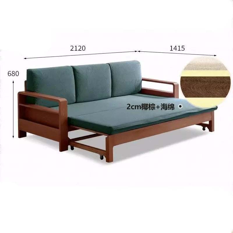Oak & Beech Folding Multi-Functional Storage Sofa Bed - Convertible Guest Bed with Hidden Storage for Small Spaces, Living Rooms & Apartments