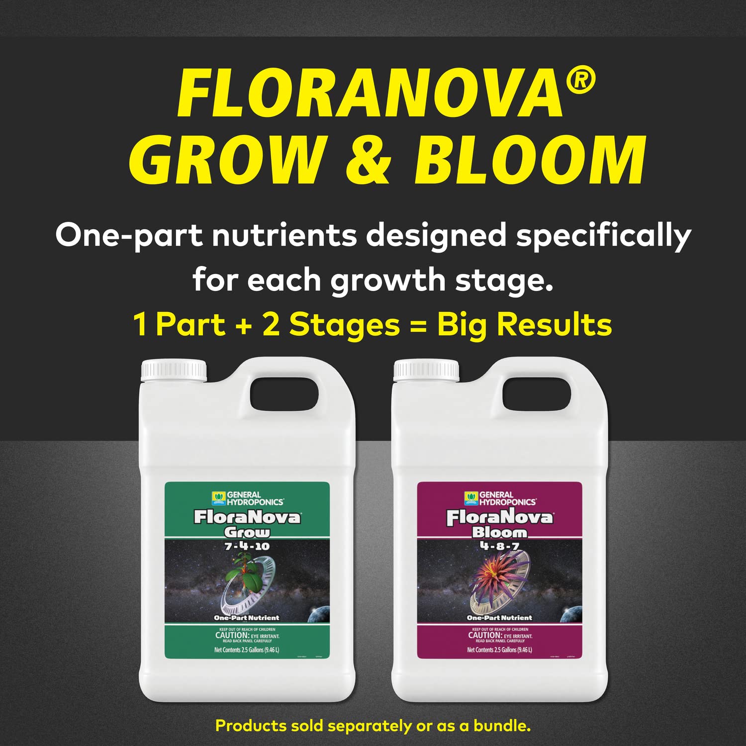 General Hydroponics HGC718807 FloraNova Grow 7-4-10 Liquid Fertilizer - High Strength Plant Food for Hydroponics, Soilless Mix & Container Gardening - Fast-Absorbing Nutrients for Indoor & Outdoor Plants (2.5-Gallon) - Perfect for Vegetables, Herbs & Flowering Plants