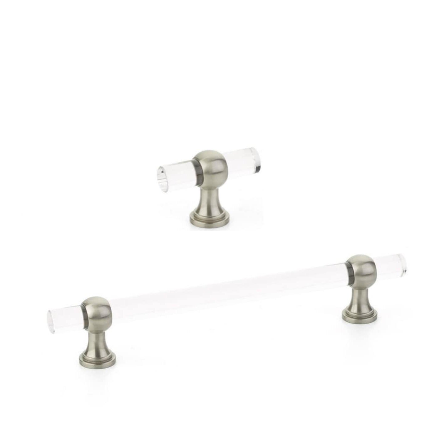 Stylish Lucite & Satin Nickel Cabinet Knobs and Drawer Pulls - Modern Hardware for Kitchen, Bathroom & Furniture Upgrade