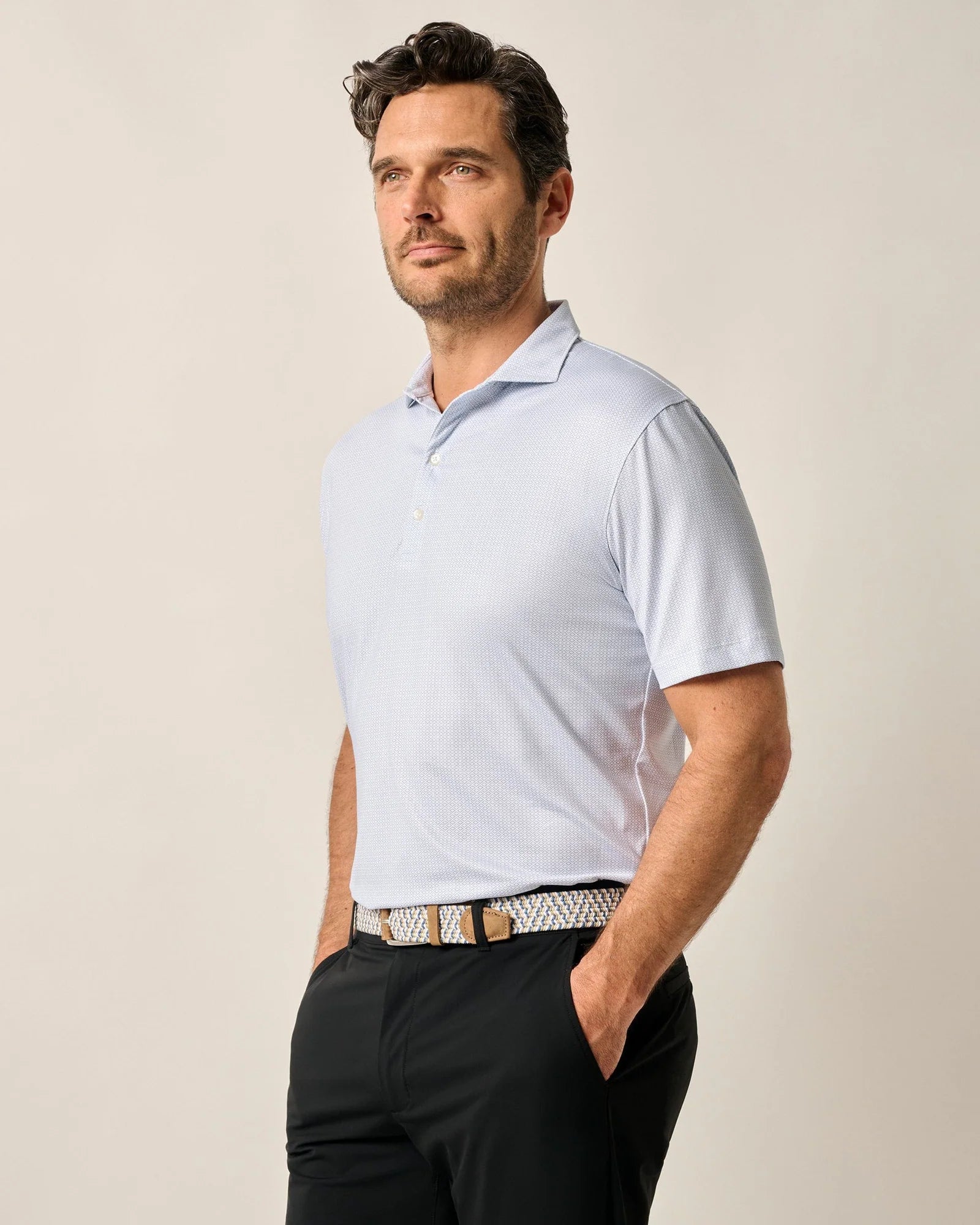 Johnnie O Slade Prep Formance Polo Shirt for Men - Comfortable Golf & Casual Wear - Lake Blue - Moisture Wicking Performance Shirt for Work, Travel & Outdoor Activities