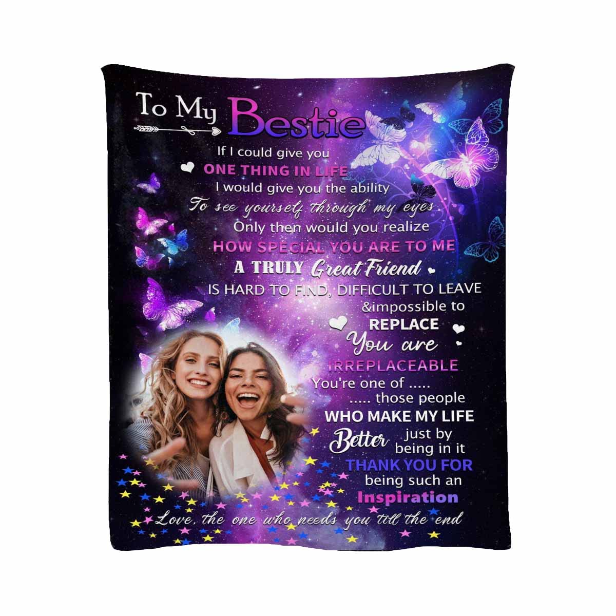 Best Friends Personalized Photo Plush Throw Blanket - Ultra Soft Micro Fleece Custom Blanket 50