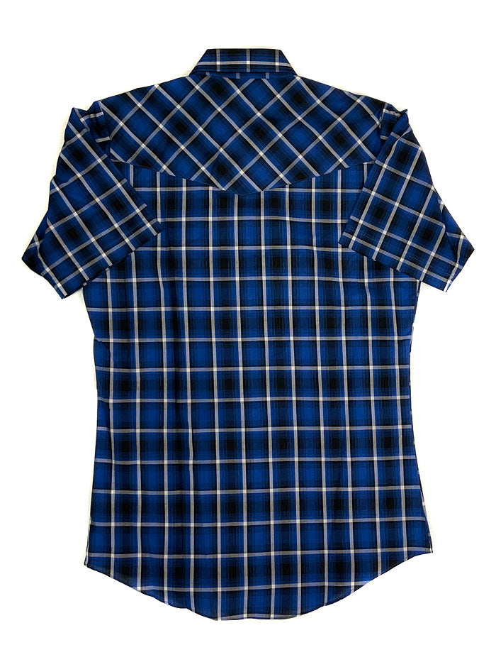Ely Cattleman E1F202607 Men's Short Sleeve Plaid Shirt in Navy Blue - Casual Button Down Shirt for Outdoor Activities, Work & Everyday Wear