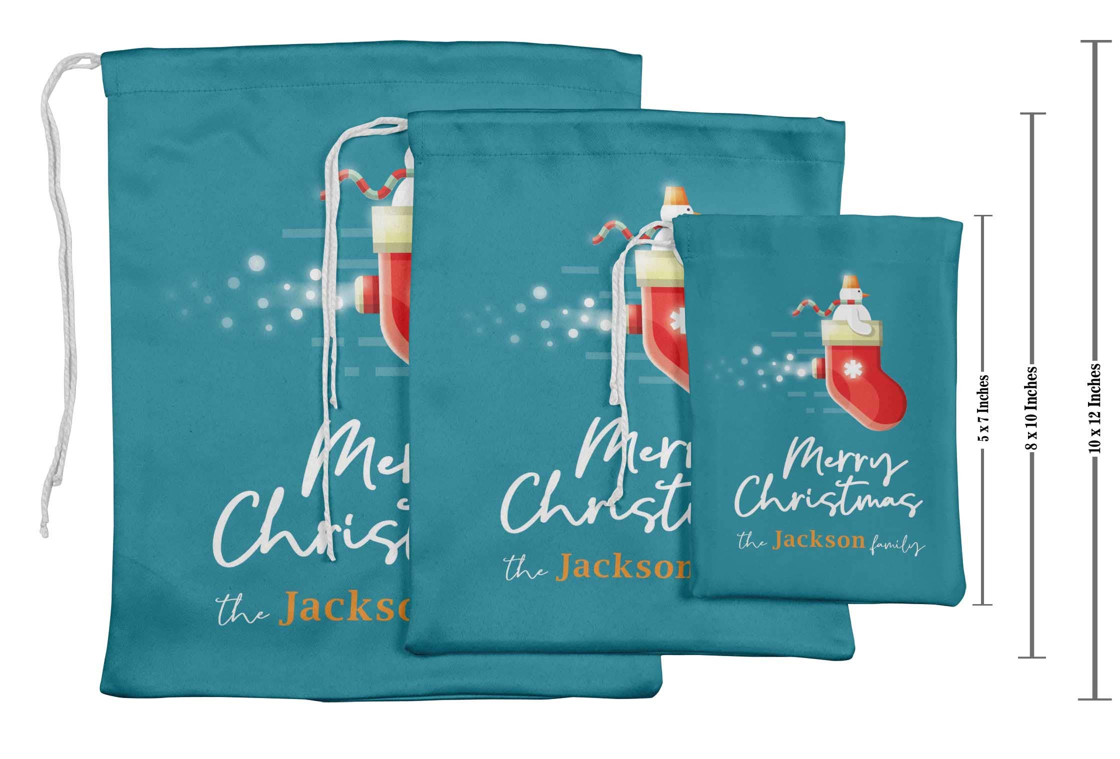 Custom Christmas Gift Pouches - 15pc Blue Party Favor Bags for Candy & Souvenirs