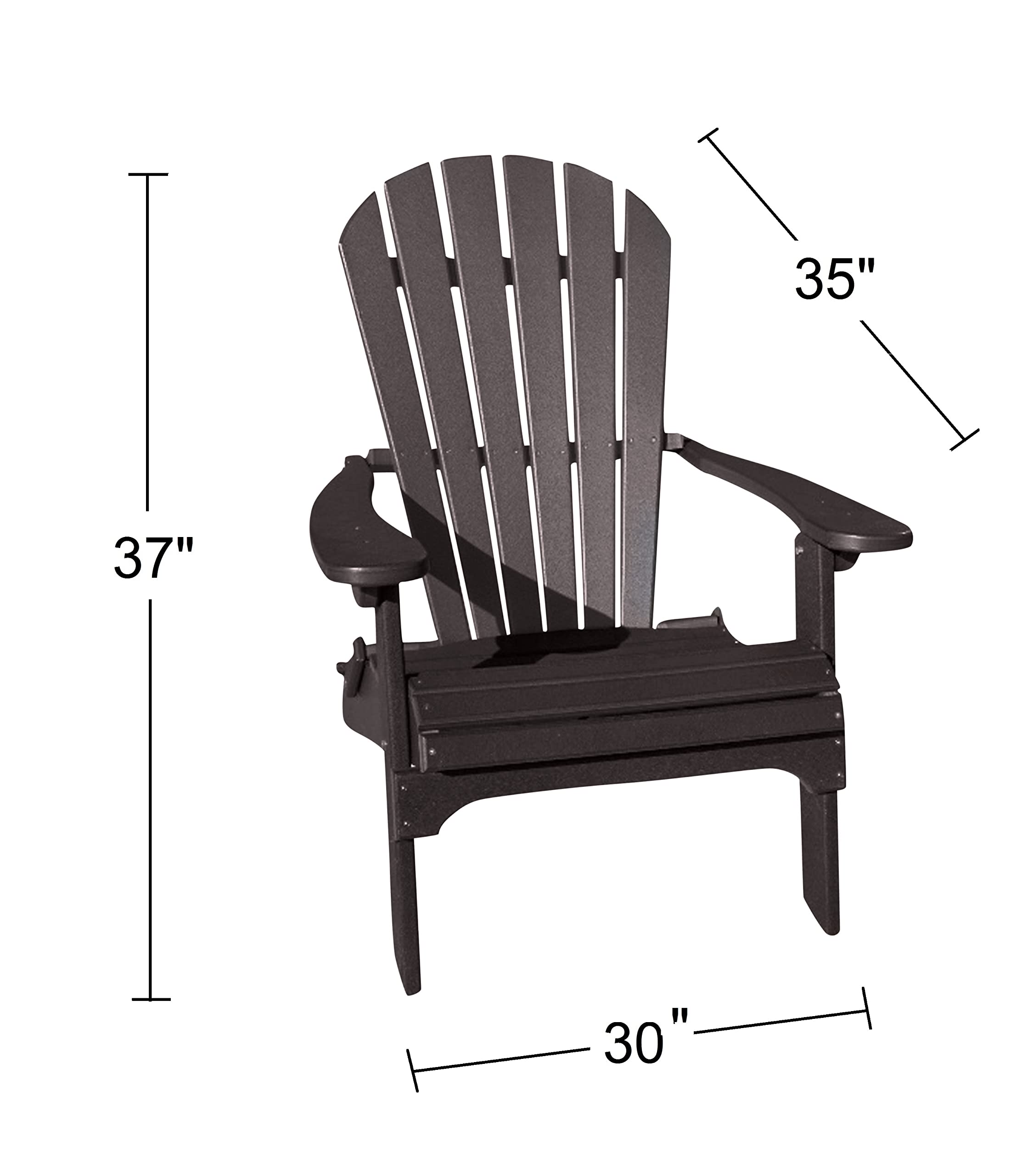 Phat Tommy Foldable Adirondack Chair - Heavy Duty HDPE Recycled Plastic Folding Outdoor Chair - All Weather Patio, Deck, Porch Furniture for Backyard, Garden, Poolside & Camping - Brown