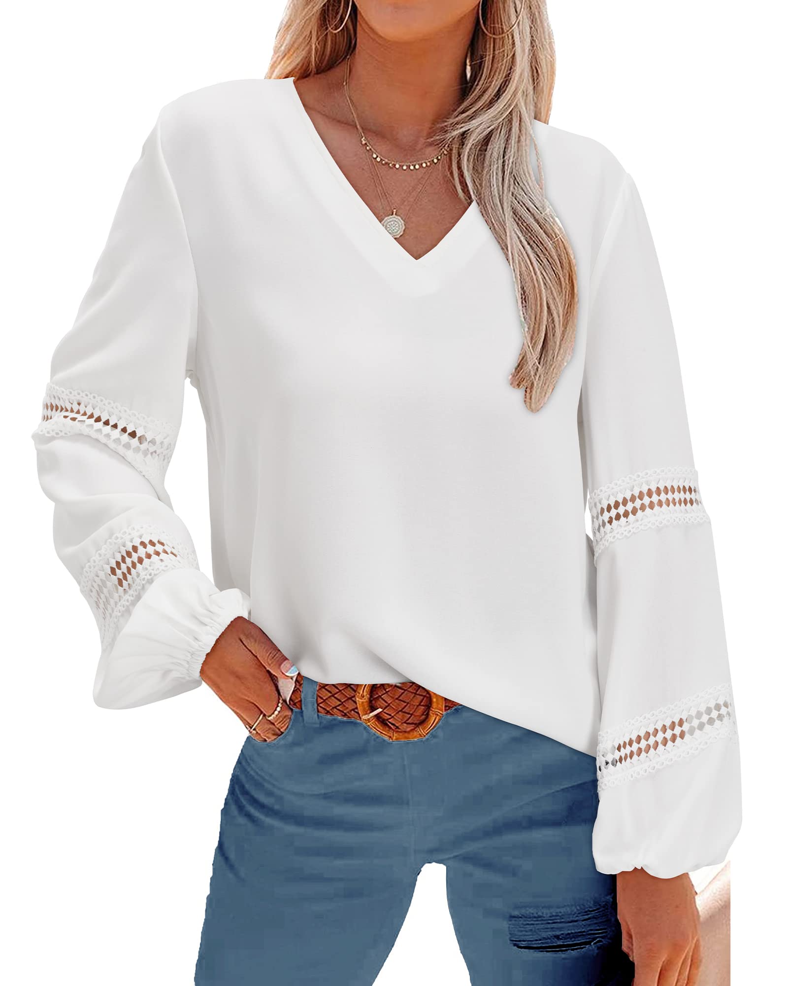 STYLEWORD Women's Blouses 2024 - Trendy Long & Short Sleeve Lace Tunic Tops for Work, Business & Casual Wear | Fall Fashion Office Shirts & Dressy Tops for Women