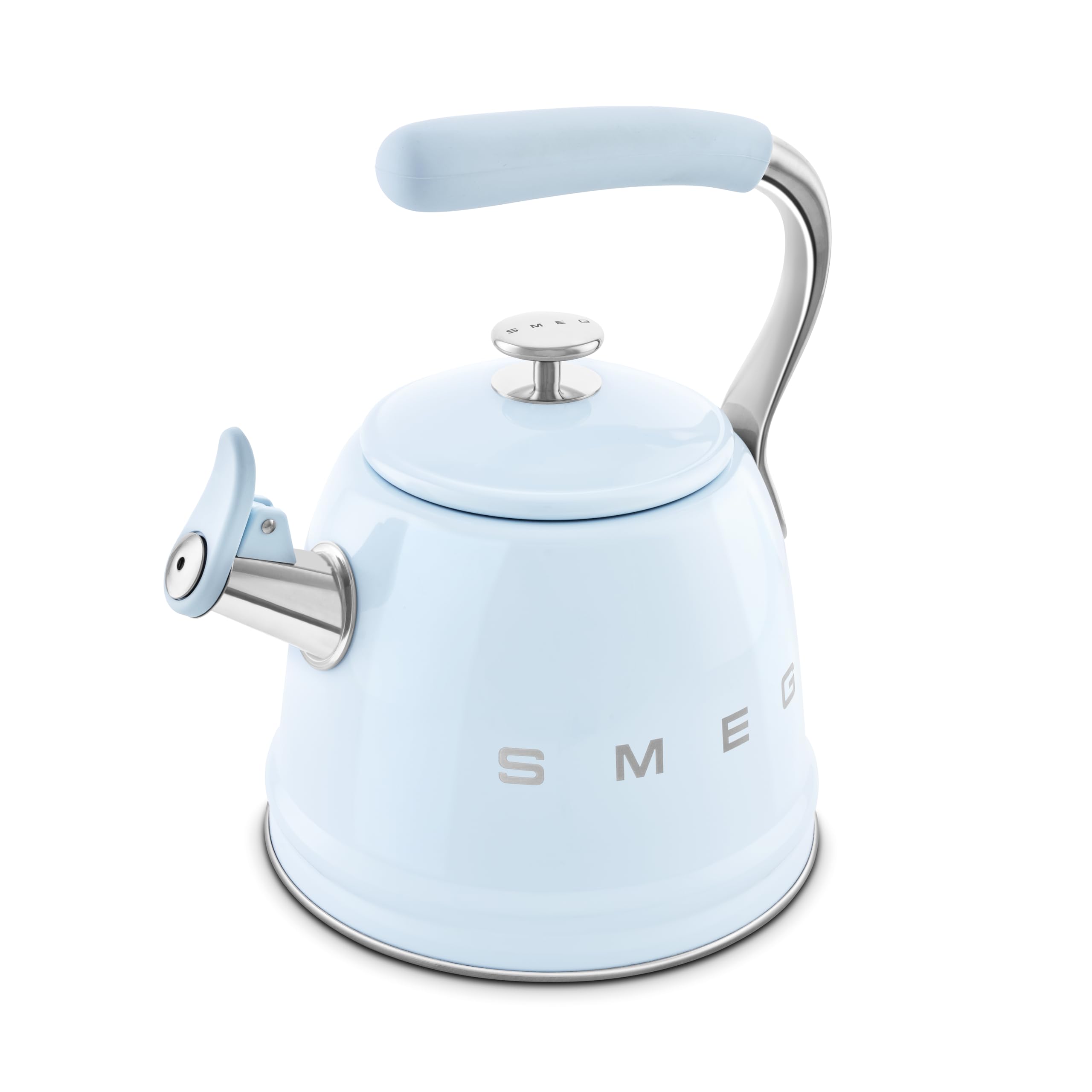 SMEG Retro Stovetop Whistling Tea Kettle 2.4 Quart (Pastel Blue) - Vintage Style Electric & Gas Stove Top Kettle for Tea, Coffee & Hot Water - Perfect for Kitchens, Cafés & Gifts