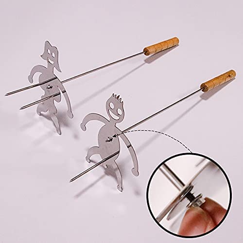 2Pcs Stainless Steel Hot Dog & Marshmallow Roaster Sticks - Campfire BBQ Forks for Grilling, Outdoor Camping, Backyard Parties & Family Gatherings - Durable Screw-Retained Design for Perfect Roasting Every Time - Ideal for Picnics, Tailgating and Summer Cookouts