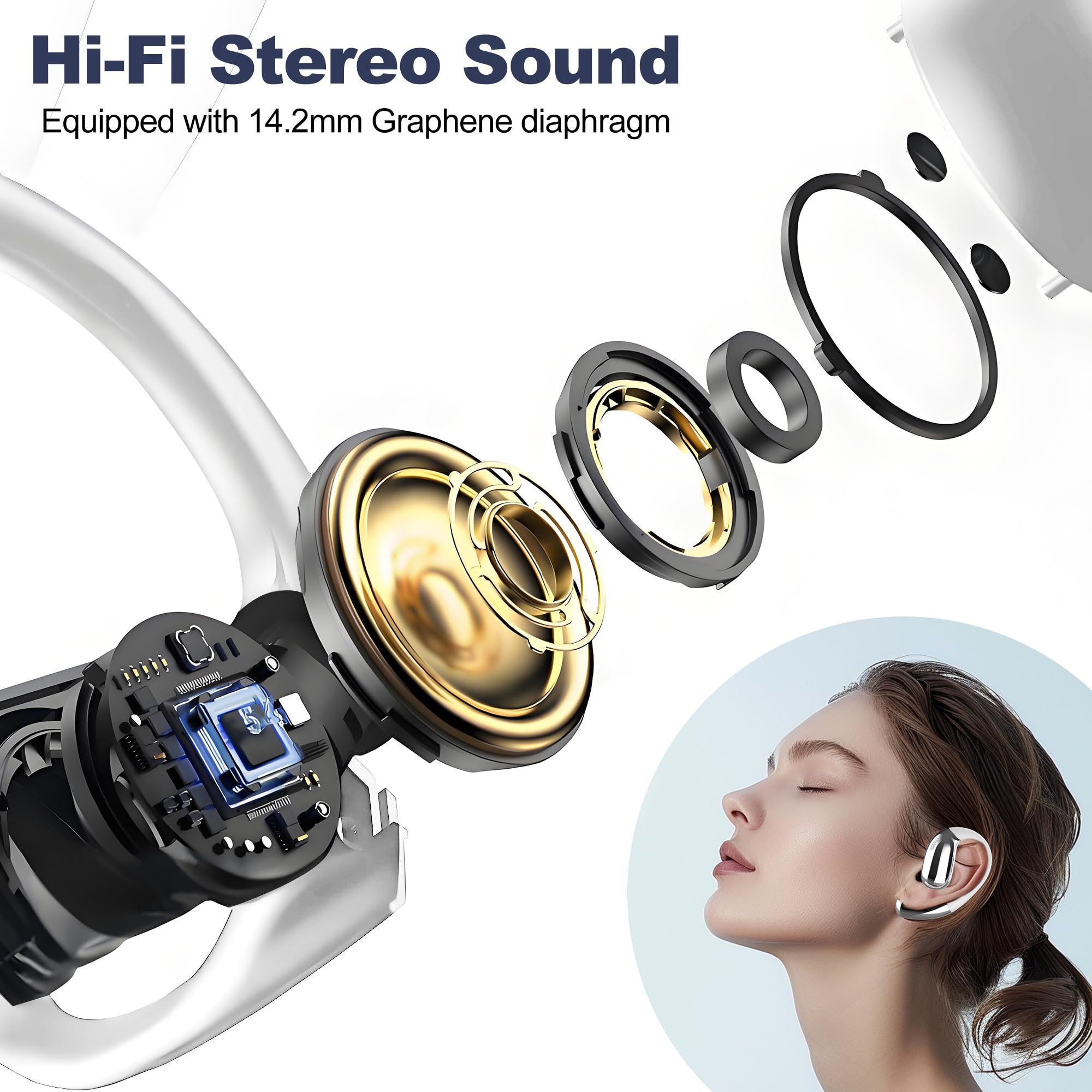 Wireless Earbuds with AI Real-Time Language Translation - 3-in-1 Bluetooth Headphones with HD Sound & 75Hrs Playtime for Business Meetings, Language Learning & International Travel (White, No Subscription Fee) - Perfect for Multilingual Conversations & Hands-Free Calls