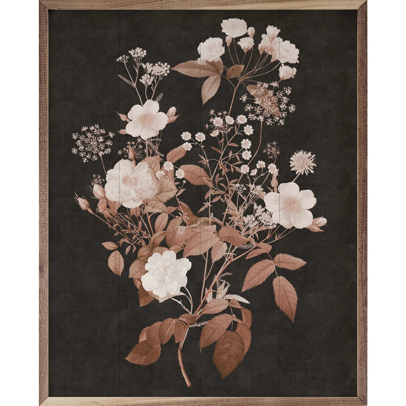 Dark Vintage Floral 3 By Nina Blue - Wood Framed Wall Art Print for Living Room, Bedroom & Office Decor | Classic Botanical Painting | Ready to Hang Home Decoration