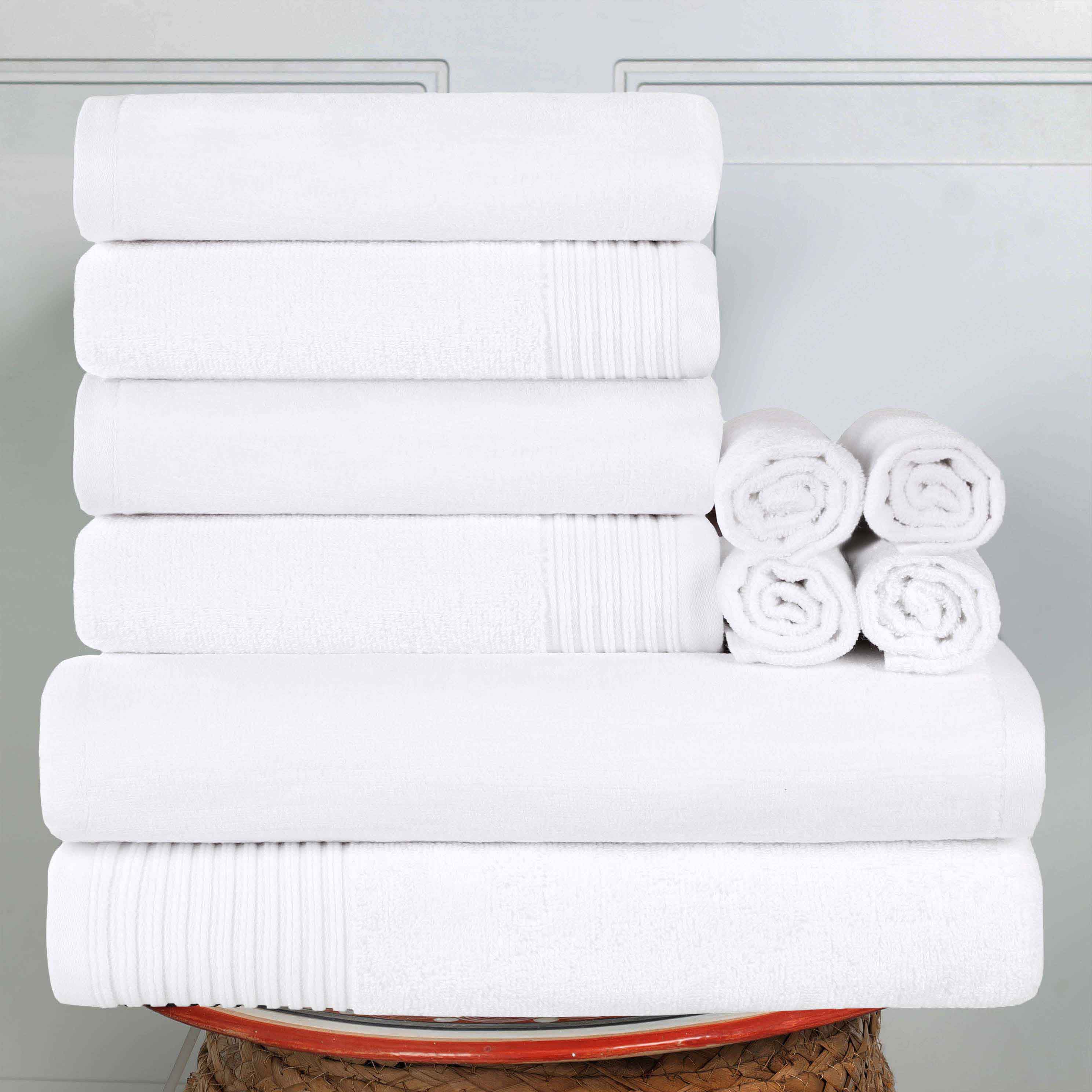 Premium 10-Piece Quick-Dry Cotton Towel Set - Solid & Marble Patterns for Bath, Gym, Beach, and Spa | Ultra Absorbent & Soft Bath Towels